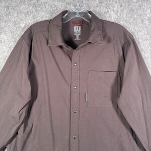 Topo Designs Shirt Mens Medium Black Long Sleeve Snap Buttons Utility Pockets